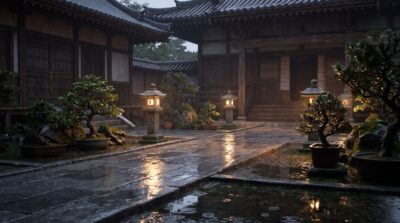 Courtyard After Rain Wallpaper